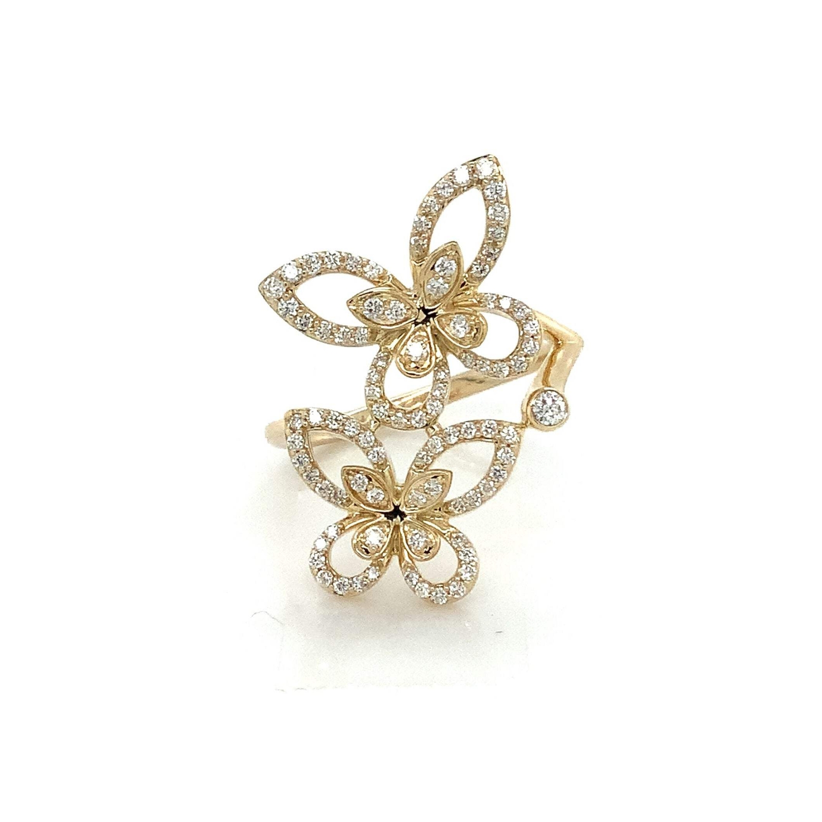 Roman+Jules 2 Butterfly Bypass Right Hand Diamond Ring Fashioned in 14K Y/G