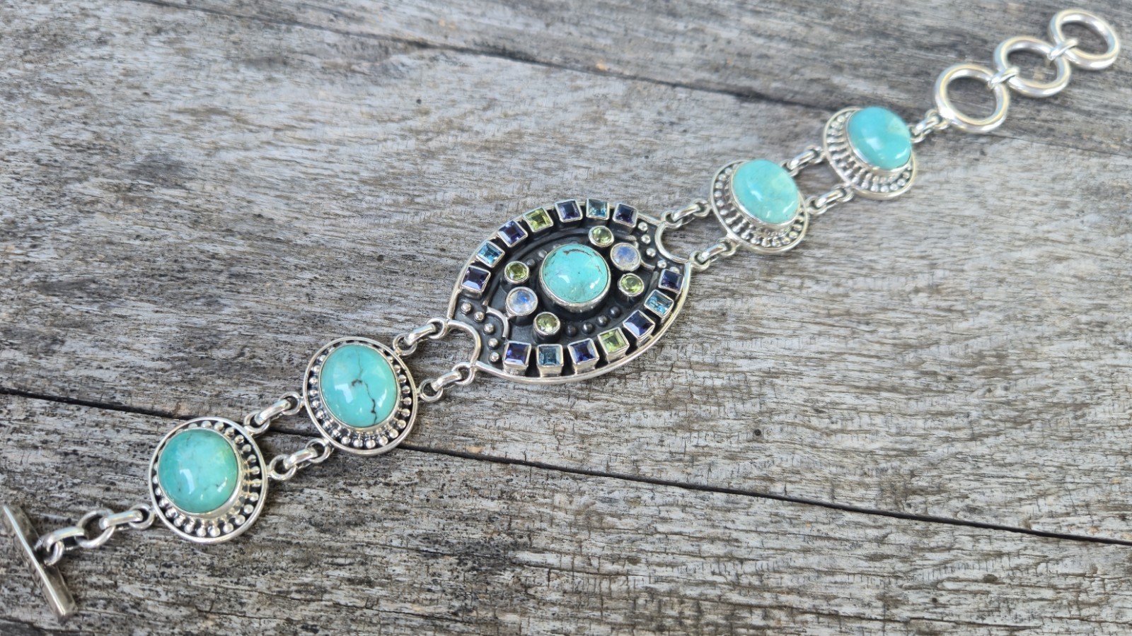 Nicky Butler LIMITED EDITION RAJ COLLECTION 925 Sterling Silver Bracelet 7.75″🩵