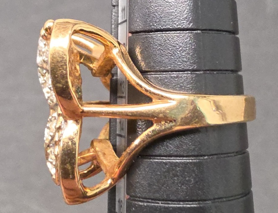 Vintage 18kt GF Gold Filled 3D Butterfly Simulated Diamond Ring size 7