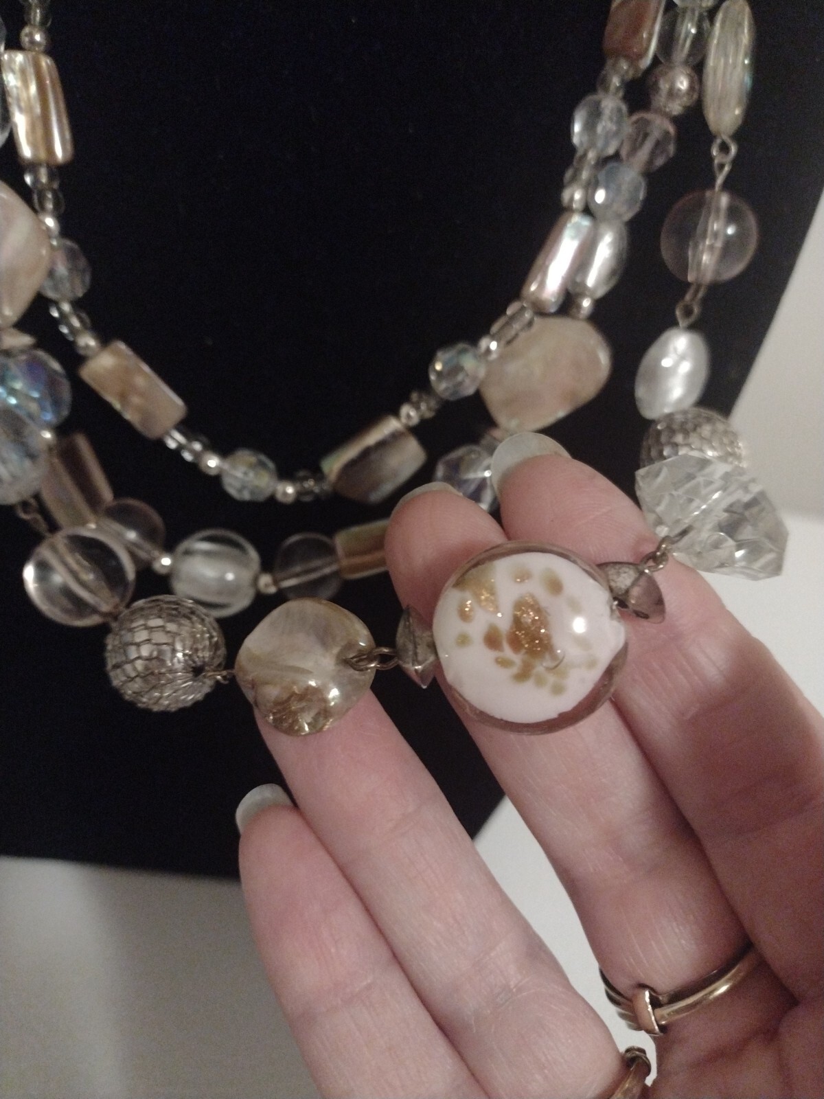 3 Strand Graduated Beaded Abalone Necklace Jewelry