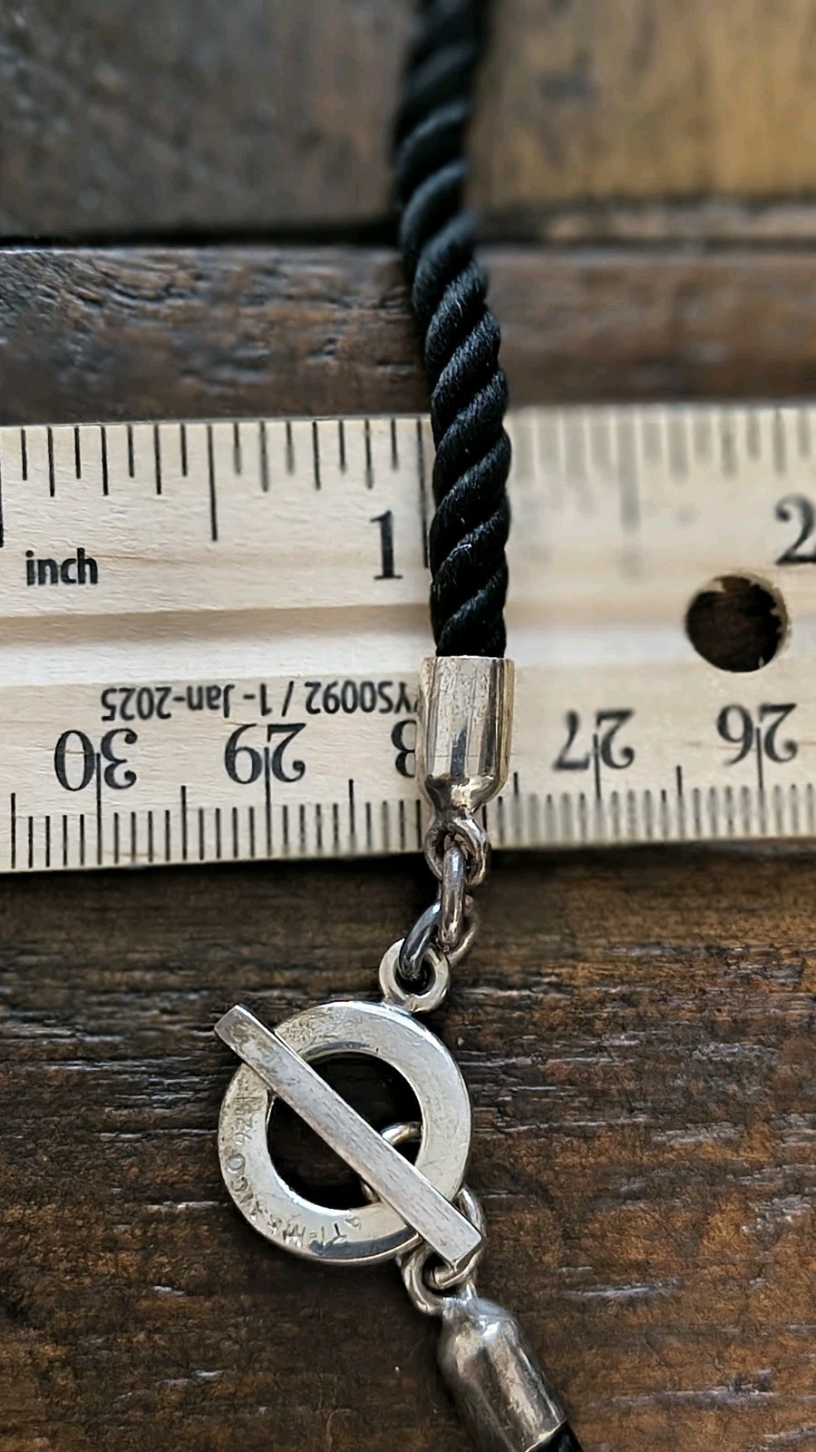 Vintage ATI Mexico 925 Toggle Lock On Black Cord Necklace 23.5″ Long