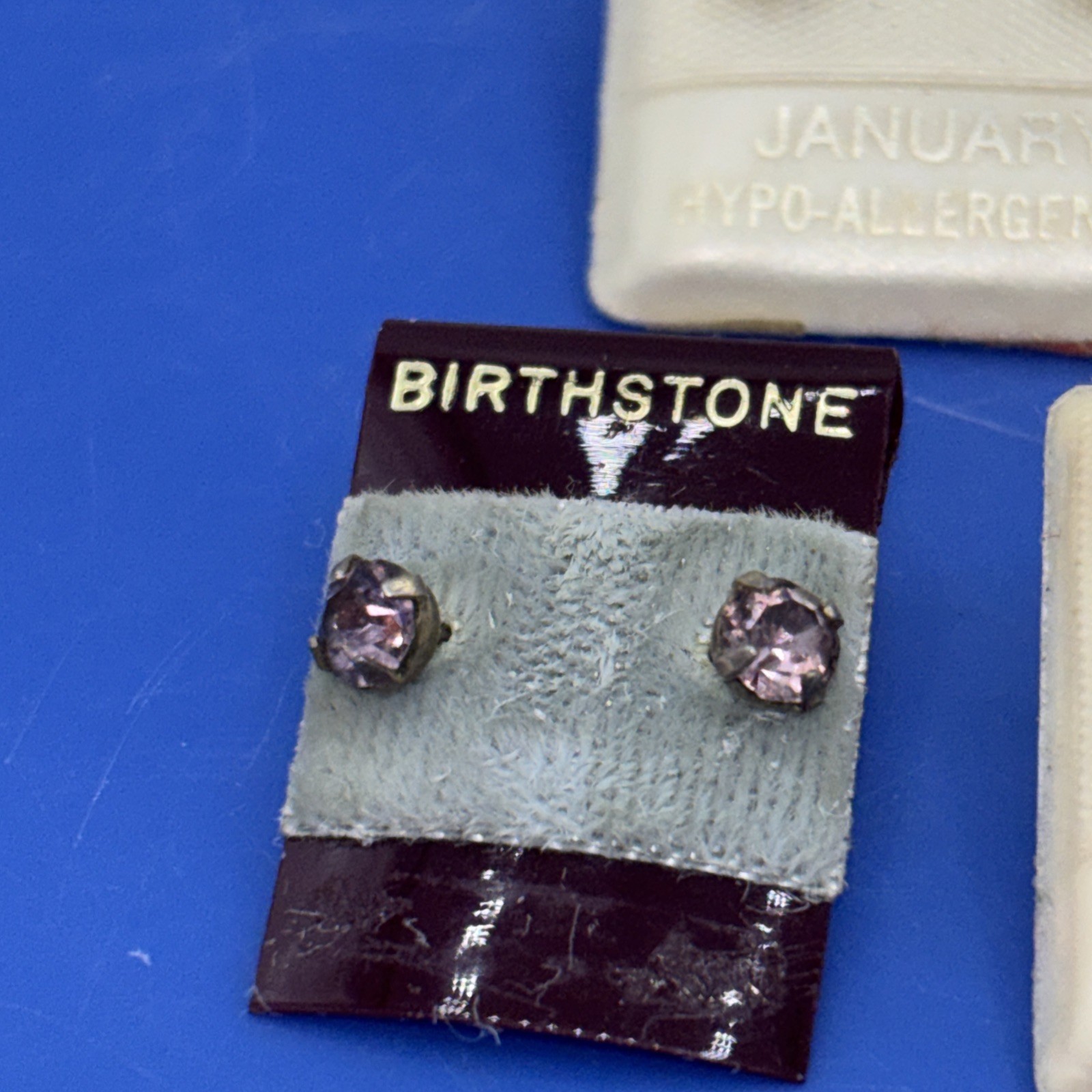 Vintage NOS Birthstone Earrings Lot January February May August Pierced