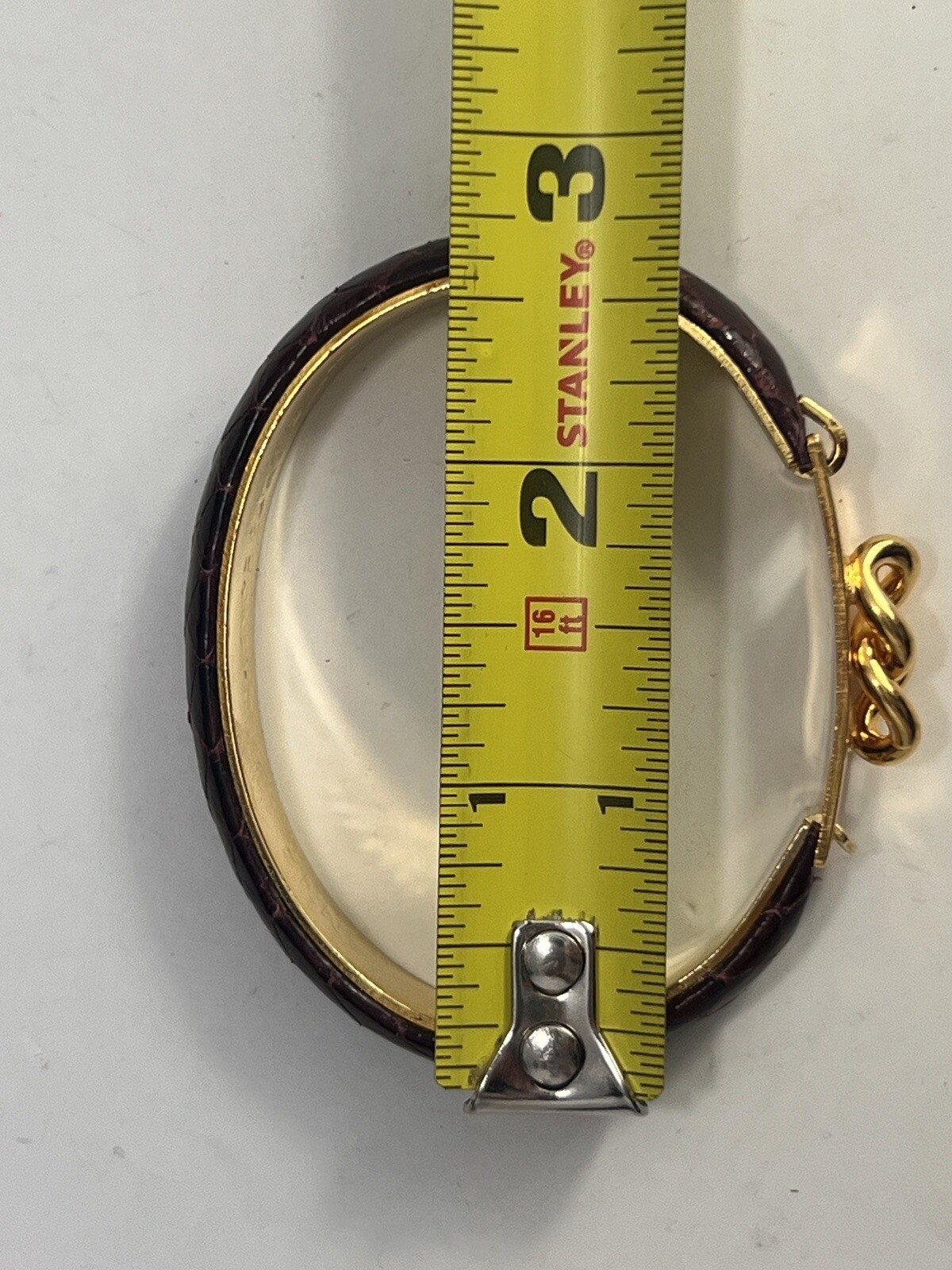 Vintage MANNELLI Florence 24 Kt Gokd Plated Brown Leather Hinged Bracelet