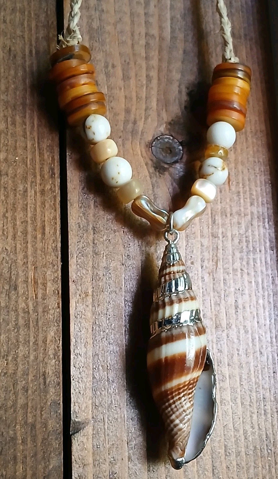 Ocean Shell Necklace Hemp Cord Hippie Boho Travel Beach Wear Friend’s Gift