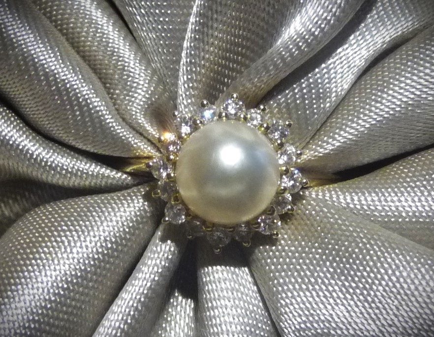 GORGEOUS $2450 MIKIMOTO BLUE LAGOON 14K HALO 16 DIAMONDS PEARL ENGAGEMENT RING!
