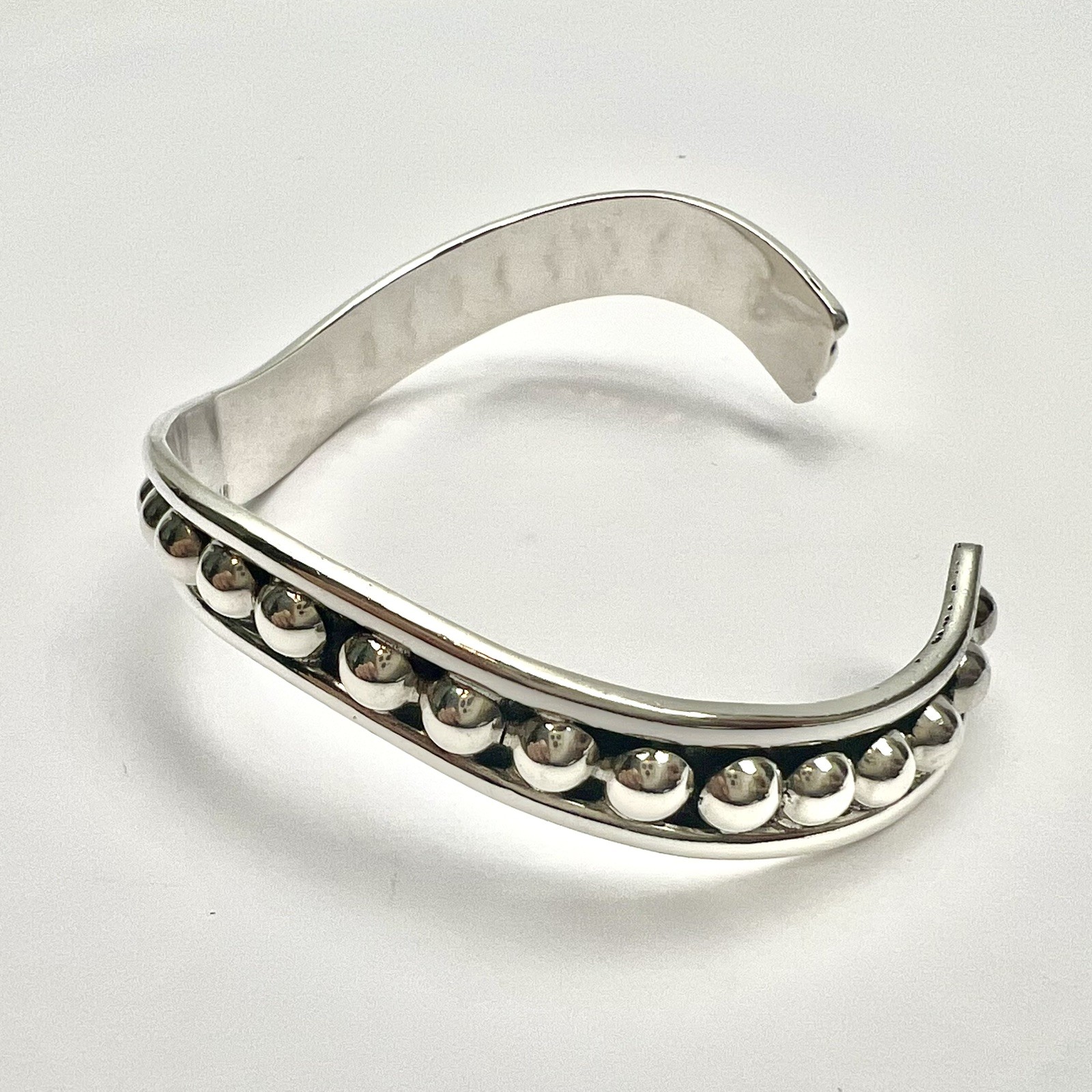 Vintage Sterling Silver 925 Cuff Raised Bead Bracelet ATI Mexico 22.7g