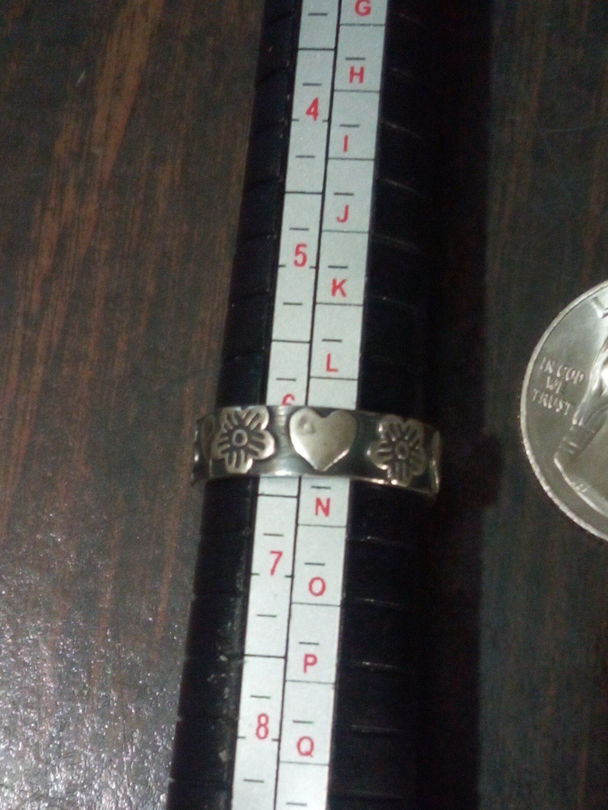 925 STERLING SILVER HEARTS & FLOWERS BAND RING SIZE 6 Mexico Made Valentine’s