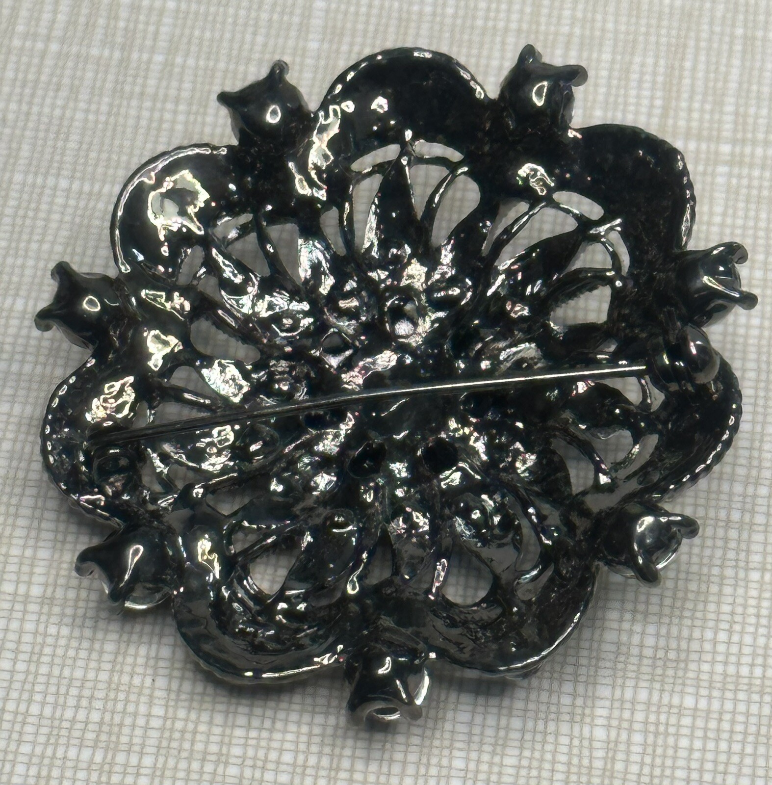 Vintage Amethyst Rhinestone Brooch Pin Approximately 2”