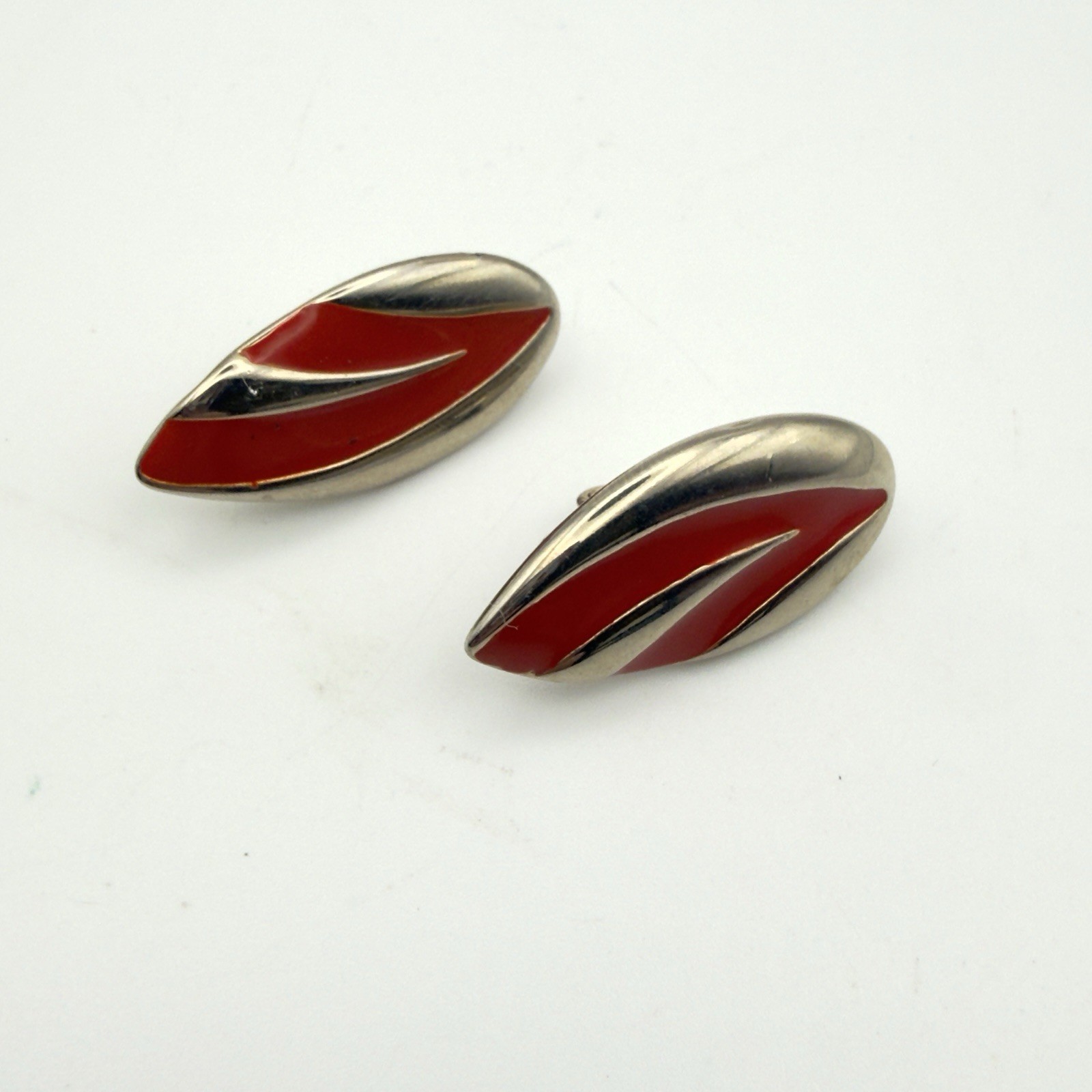Vintage Clip On earrings Lot Nautical Red White Blue Hoop Button Retro 10pr USA