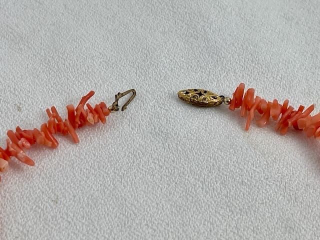 Vintage Branch Coral Necklace Salmon Color Graduated 17″ Long