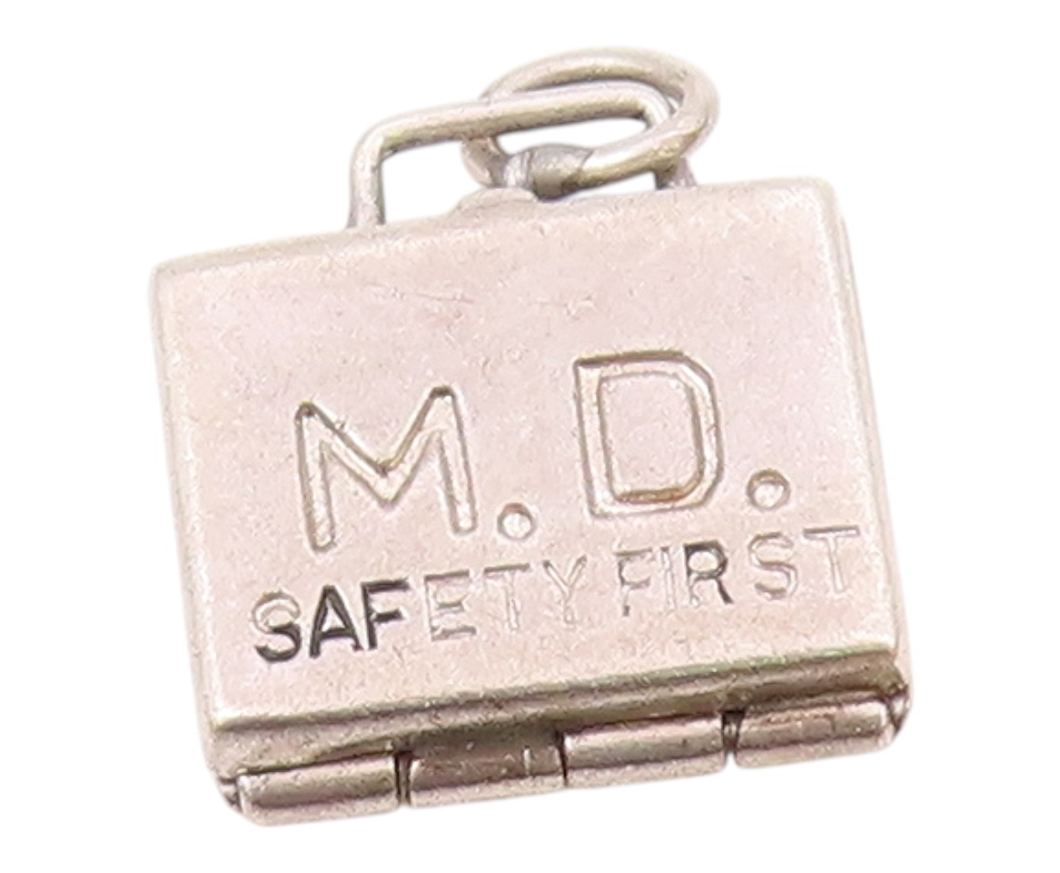 925 Sterling Silver Vintage Safety First Kit Charm Pendant (OPENS) PT21193