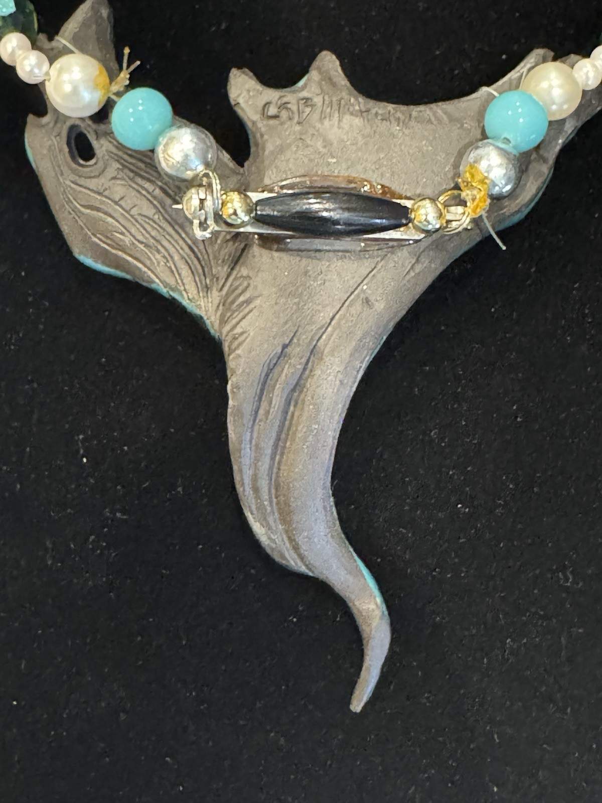 VTG Original by Mitchell Sculptural Necklace Amethyst Iridescent Turquoise OOAK