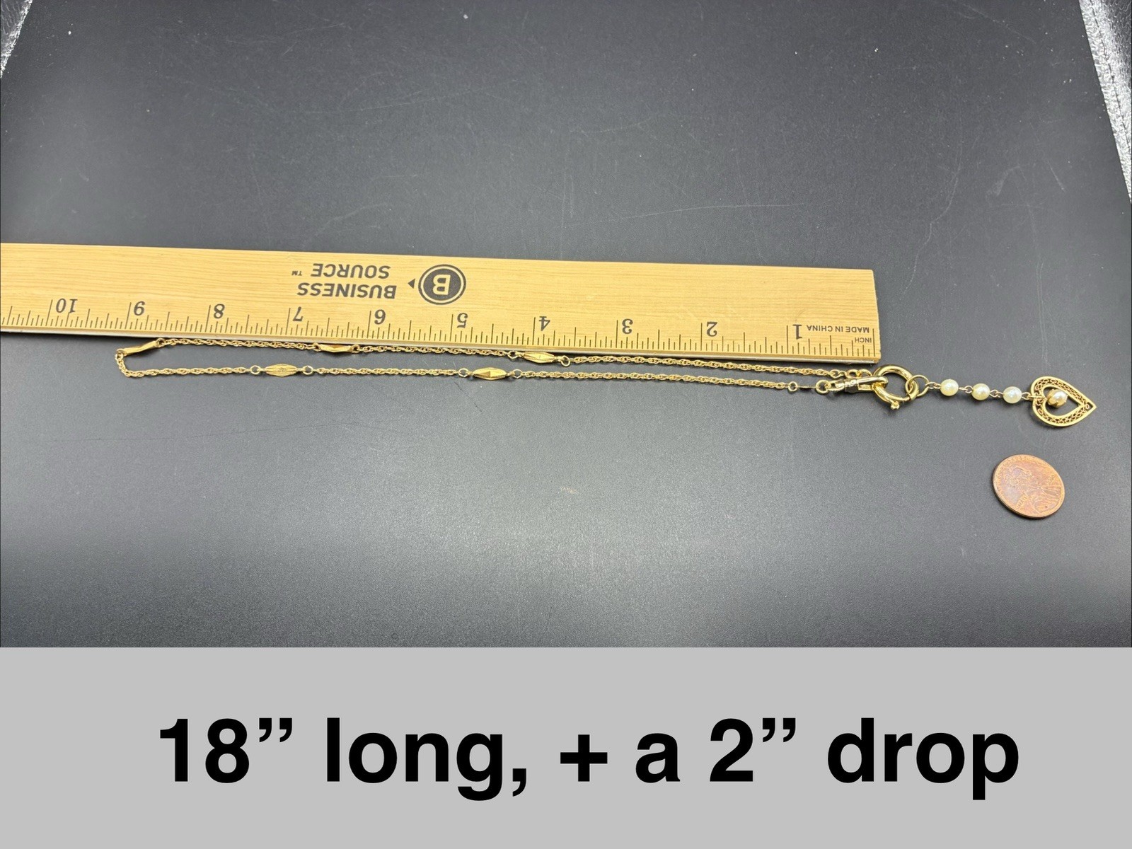 Stunning Vintage 12k Gold Filled Pocket Watch Chain FOB, Dog Clip, Heart Charm