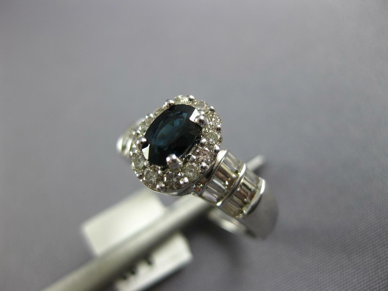 1.52CT DIAMOND AAA SAPPHIRE 14K WHITE GOLD OVAL ROUND & BAGUETTE FRIENDSHIP RING