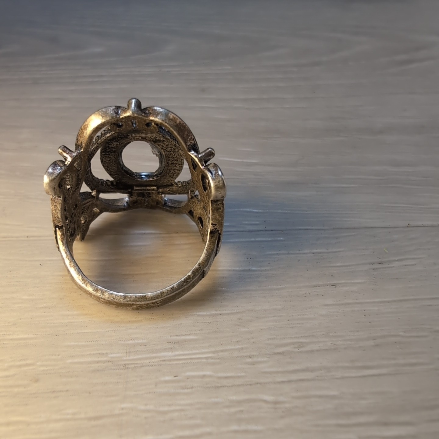 Vintage .925 Sterling Silver Ring Elegant Victorian Scrollwork 7.5 No Stone 6.9g