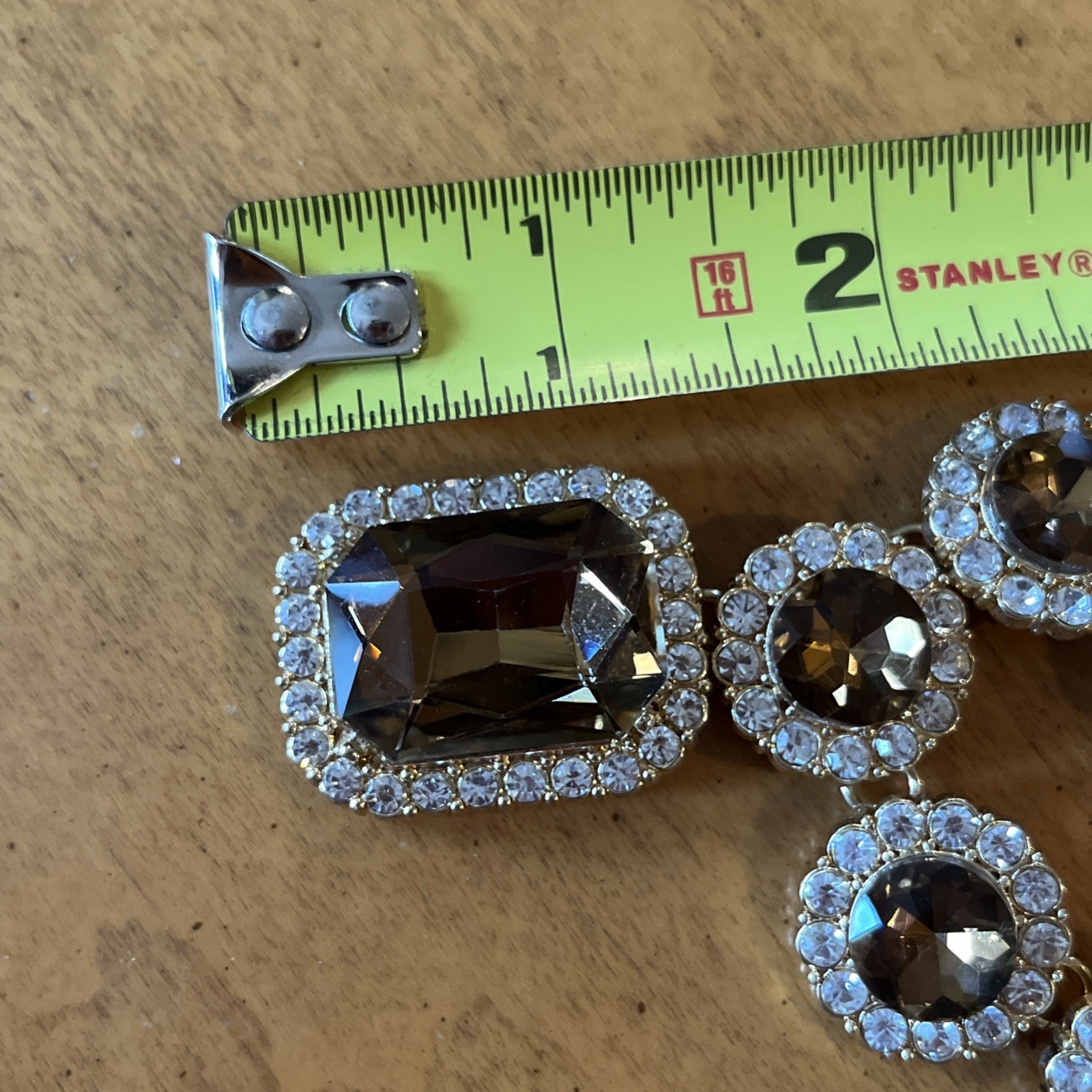 Vintage Monet Faceted Golden Topaz Crystal & Clear Rhinestone Statement Necklace