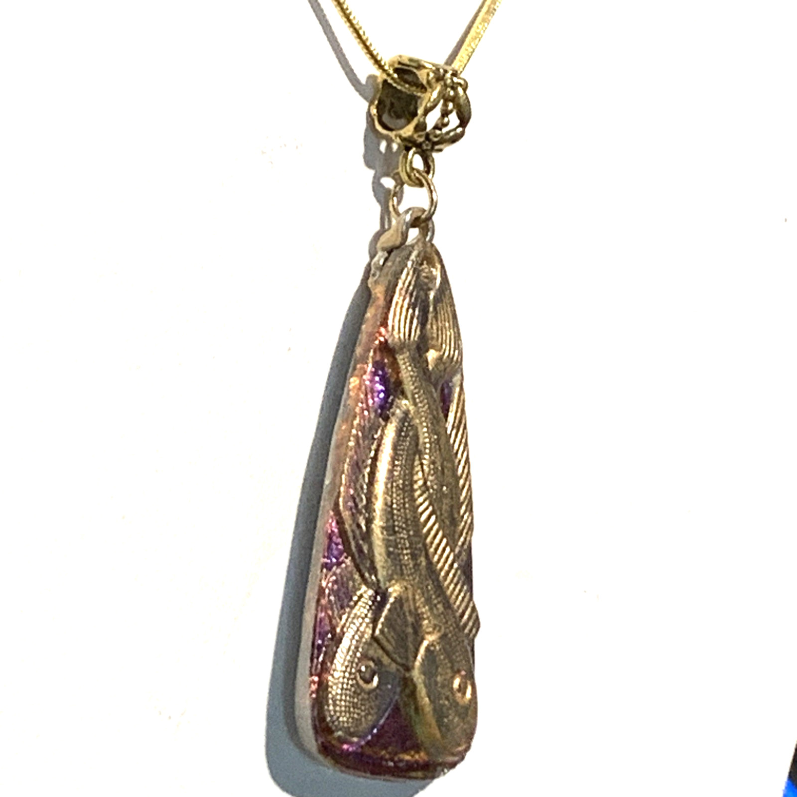 RARE-ANTIQUE EGYPT REVIVAL VIOLET/BLUE FLASH CZECH GLASS SERPENT NECKLACE.g#2NEW