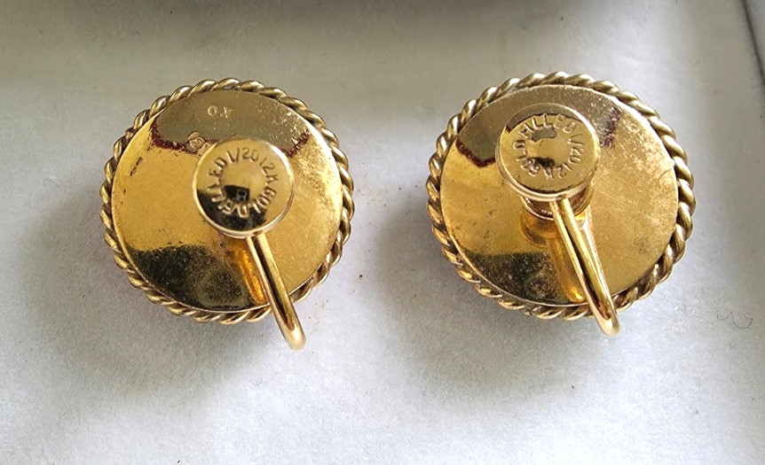 Vintage 1/20 12K GF Millefiori Murano Glass Screw-on Earrings