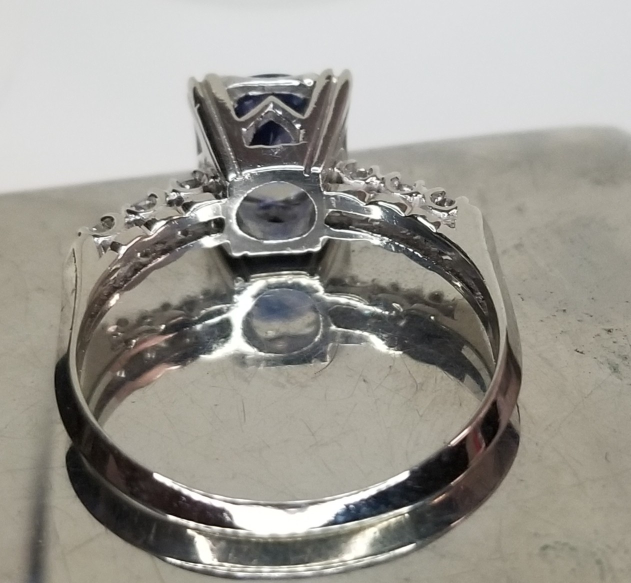 Vintage 14k White Gold Engagement Ring 1.52ct Natural Untreated Blue Sapphire