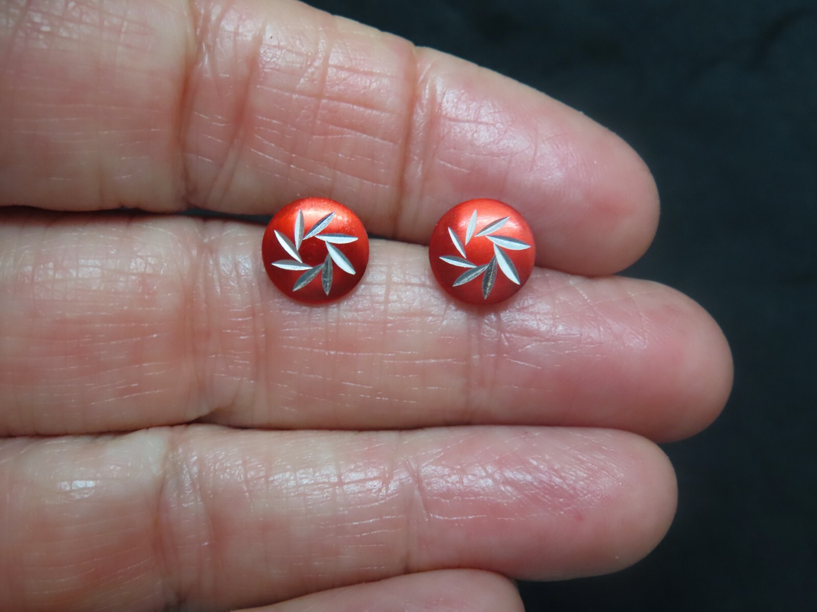 Vintage 1950’s Aluminium Spiral Design Stud Pierced Earrings