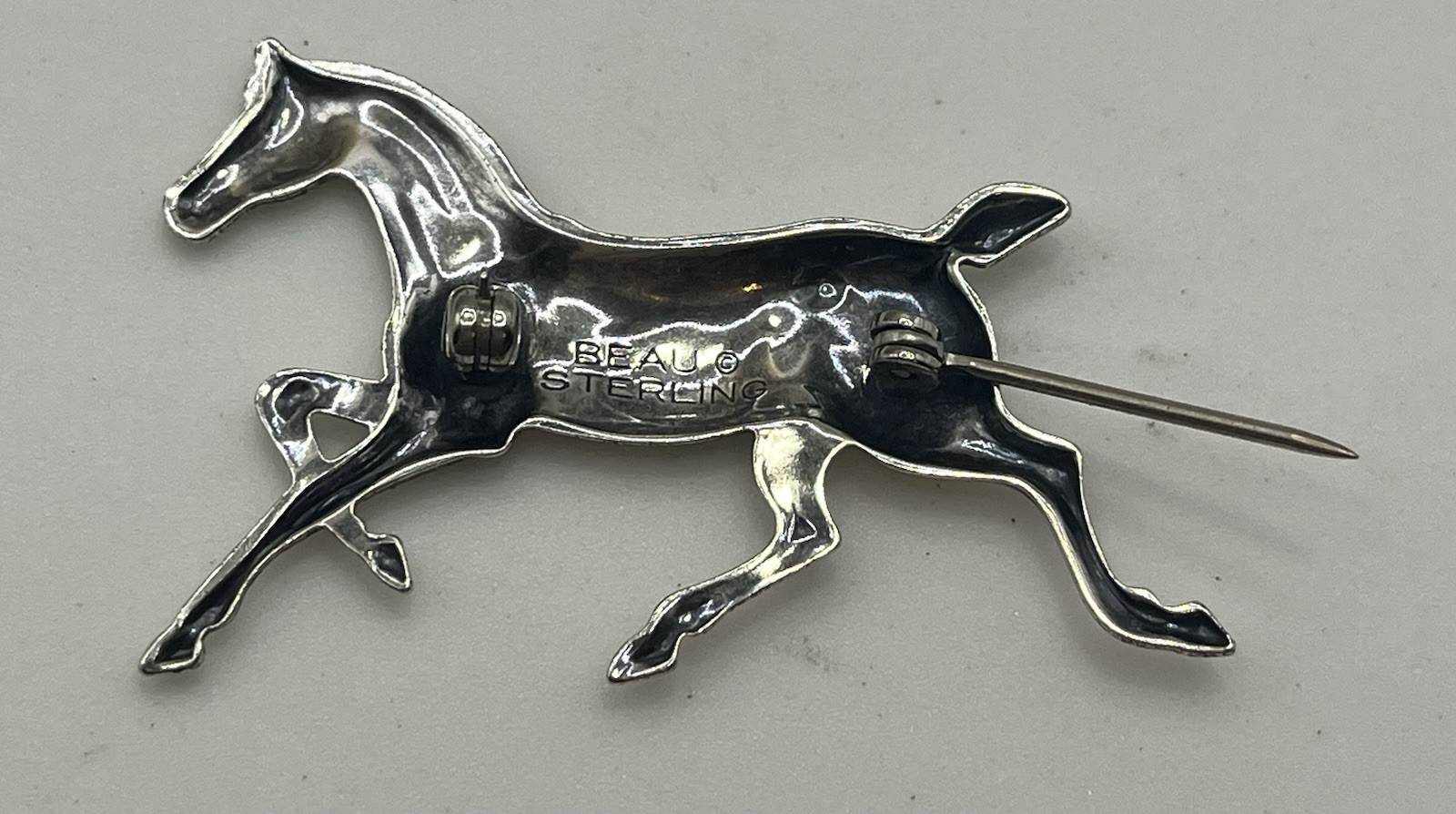 BEAU 925 STERLING SILVER EQUESTRIAN Running HORSE BROOCH- New