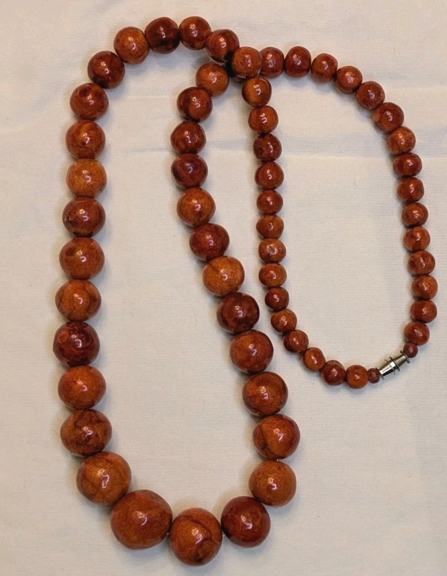 Heavy 86g Vintage Sponge Coral Necklace 24” Graduated Bead Estate