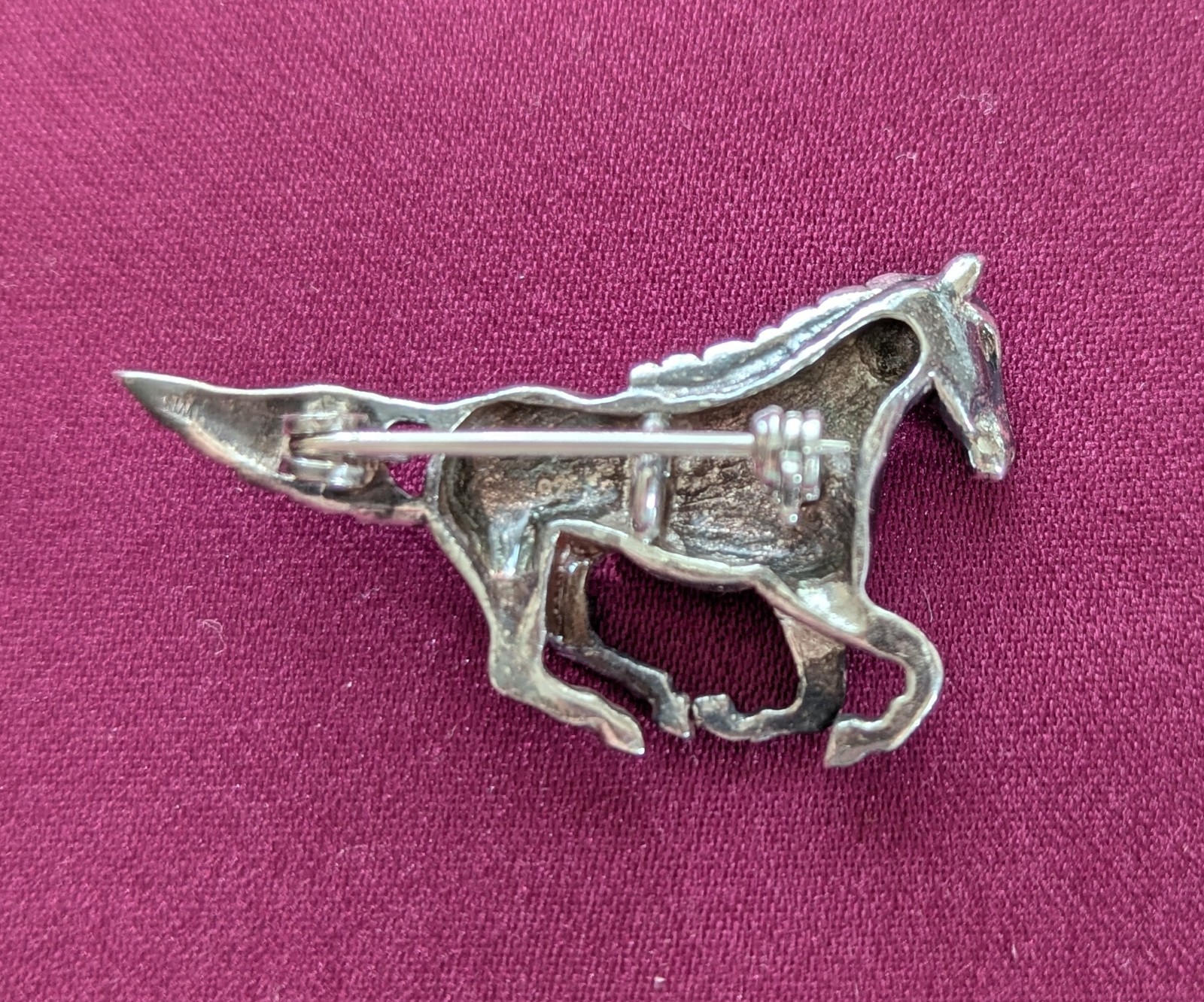 Vintage Sterling Silver 925 Running Galloping Horse Ladies Pin Brooch 1.5 “