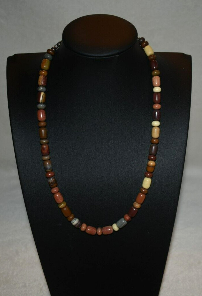 VINTAGE NATURAL STONE NECKLACE 21″ EARTHTONES