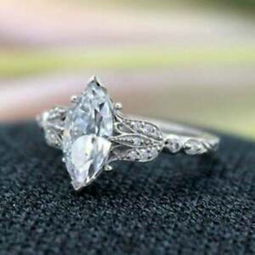 Art Deco 3.10 Ct White Diamond Vintage Engagement Ring 925 Sterling Silver