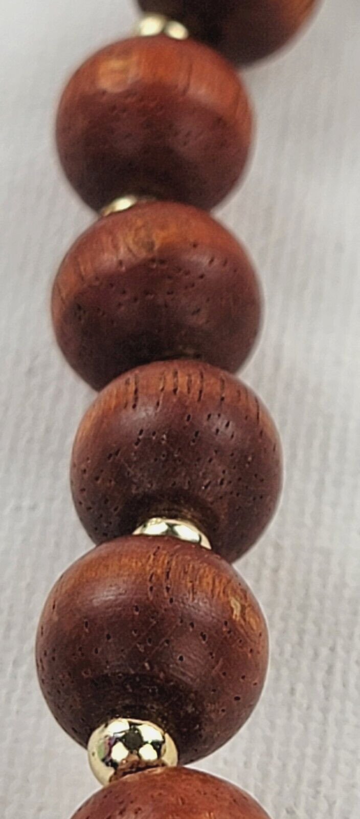 Wooden Beaded Necklace Mid Century Modern 29″ Reddish Brown Statement Vintage