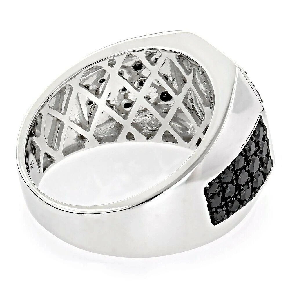 5.20Ct Art Deco Style Lab Created Black Diamond Octagon Men’s White Gold FN Ring
