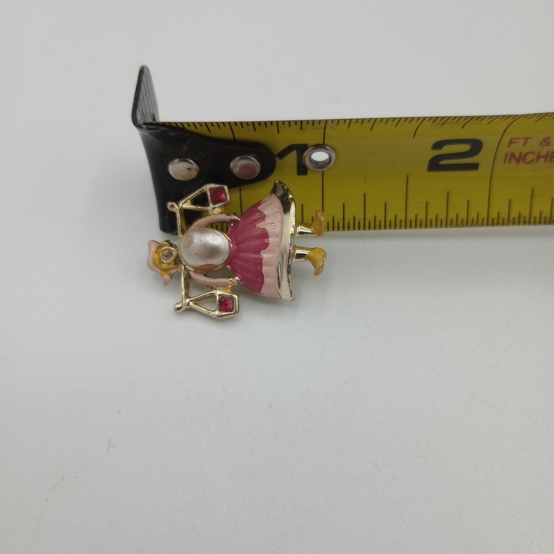 Vintage Coro? Dutch Water Carrier Gold Tone Faux Stones Brooch 1 Inch