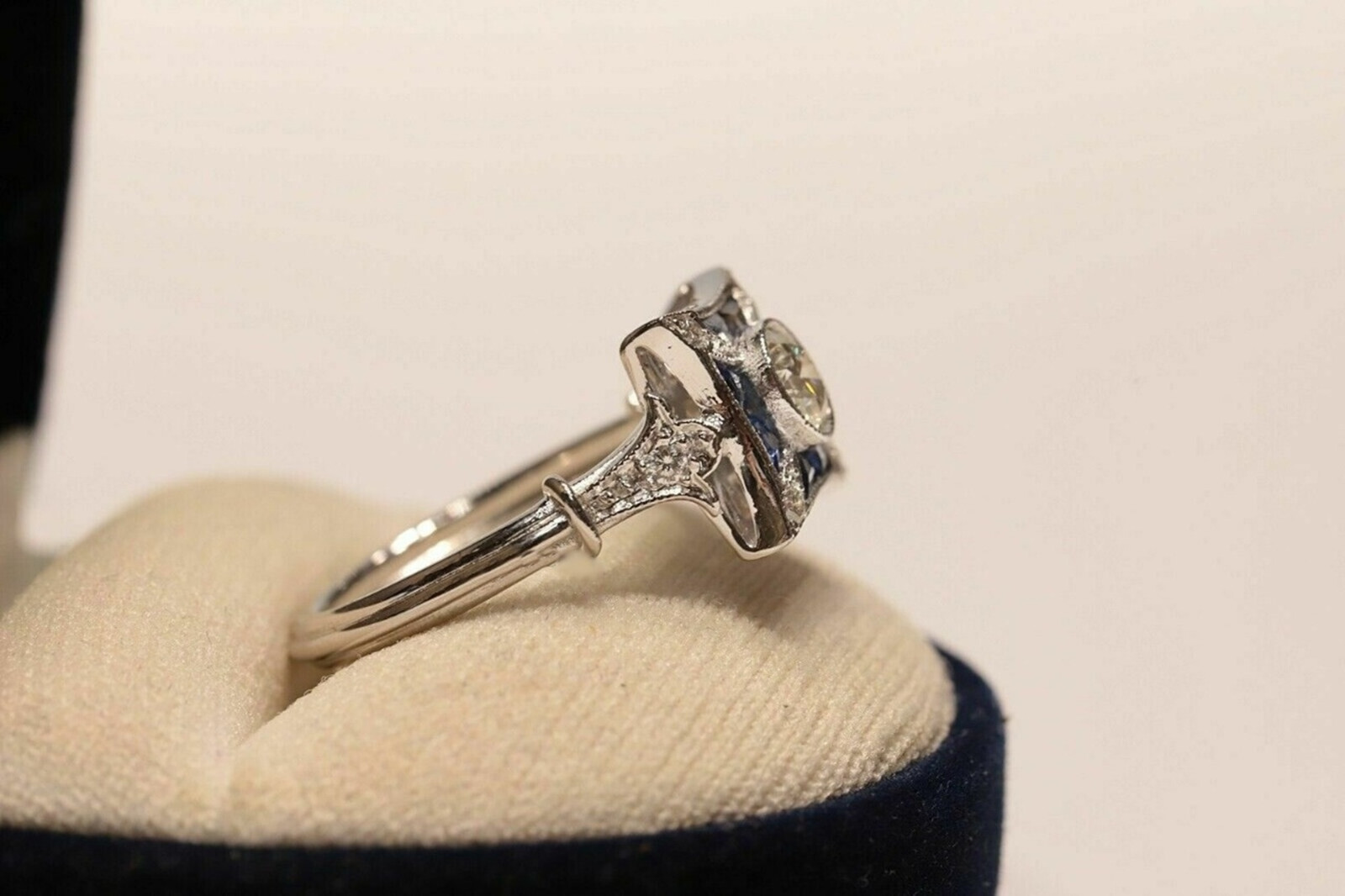 1.02Ct Old European CZ Stone Victorian Edwardian Antique Wedding Ring 925 Silver