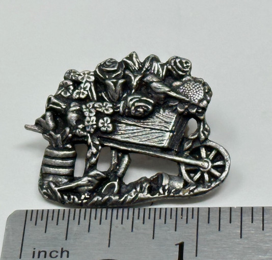 Birds and Blooms Limited Edition 2001 Pewter Flower Gardening Cart 1 1/4″ Pin