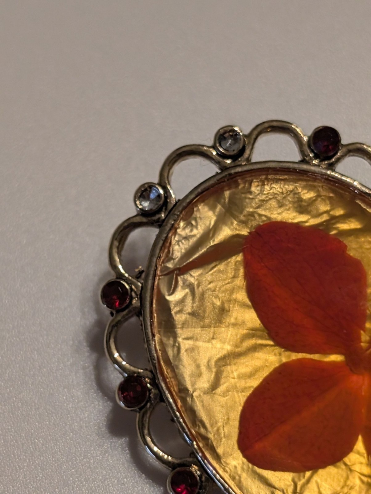 Vintage 90s Liz Claiborne Heart and Flower Petal Brooch Signed Gold Tone
