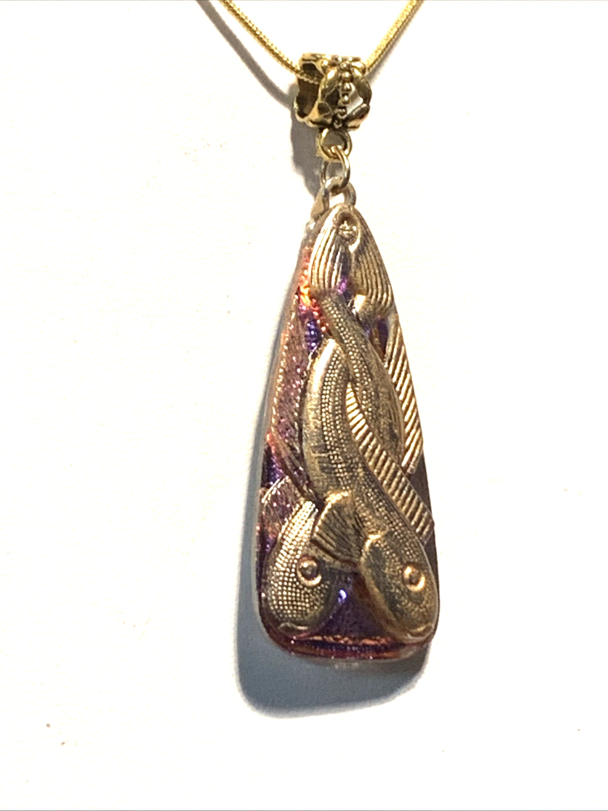 RARE-ANTIQUE EGYPT REVIVAL VIOLET/BLUE FLASH CZECH GLASS SERPENT NECKLACE.g#2NEW