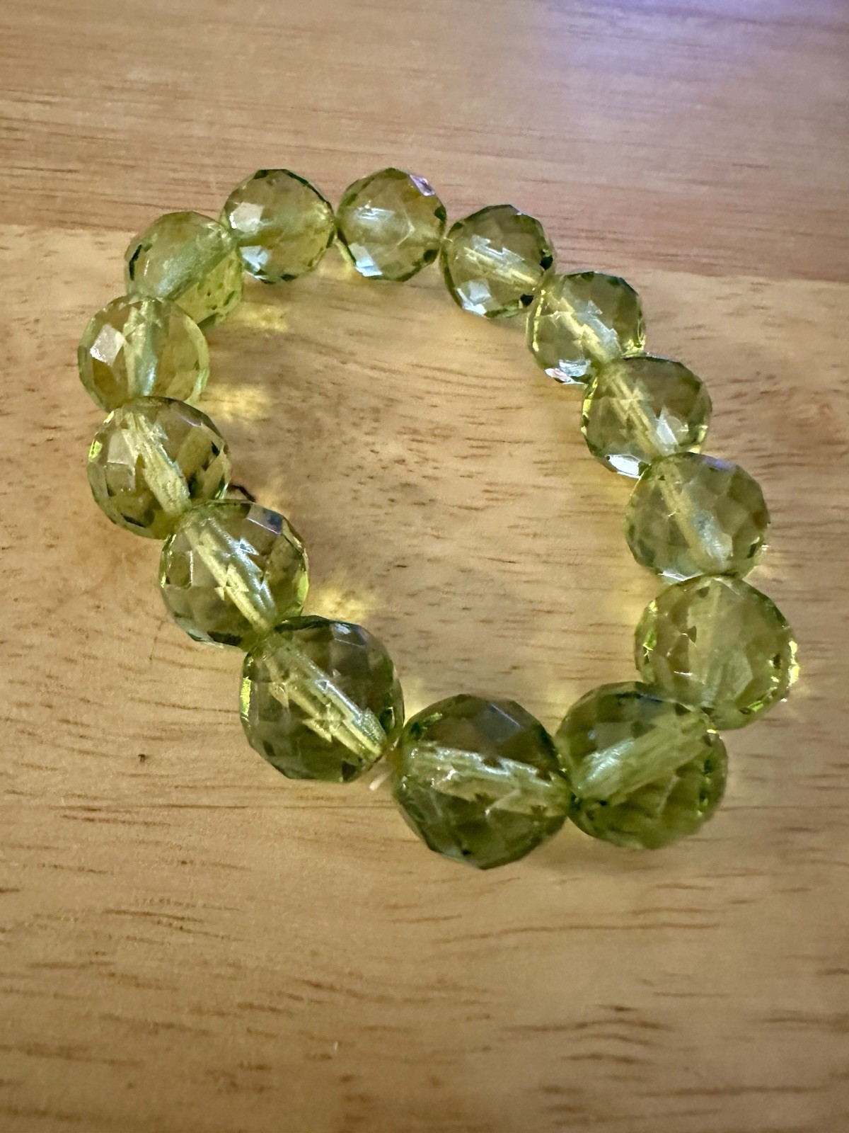Vintage Green Faceted Stretch Bracelet.