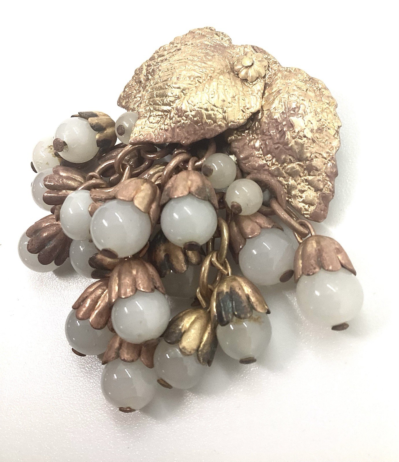 Miriam Haskell Early Handmade Gripiox Drop Dangle 2 Inch Brooch