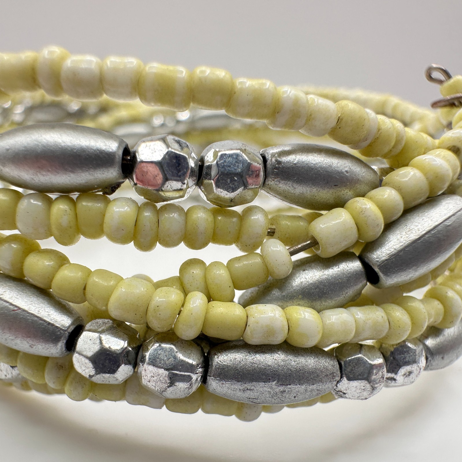 Vintage 90s Beaded Multi Strand Adjustable Stretch Cord Wrap Women’s Bracelet