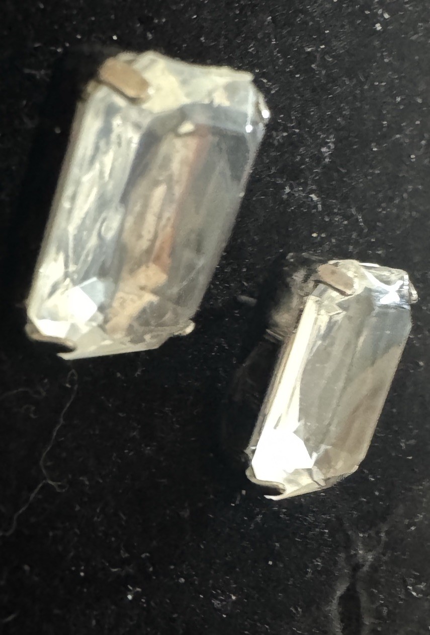 Vintage Clear Faceted Moonstone Quartz Post Earrings – 1950s Cocktail