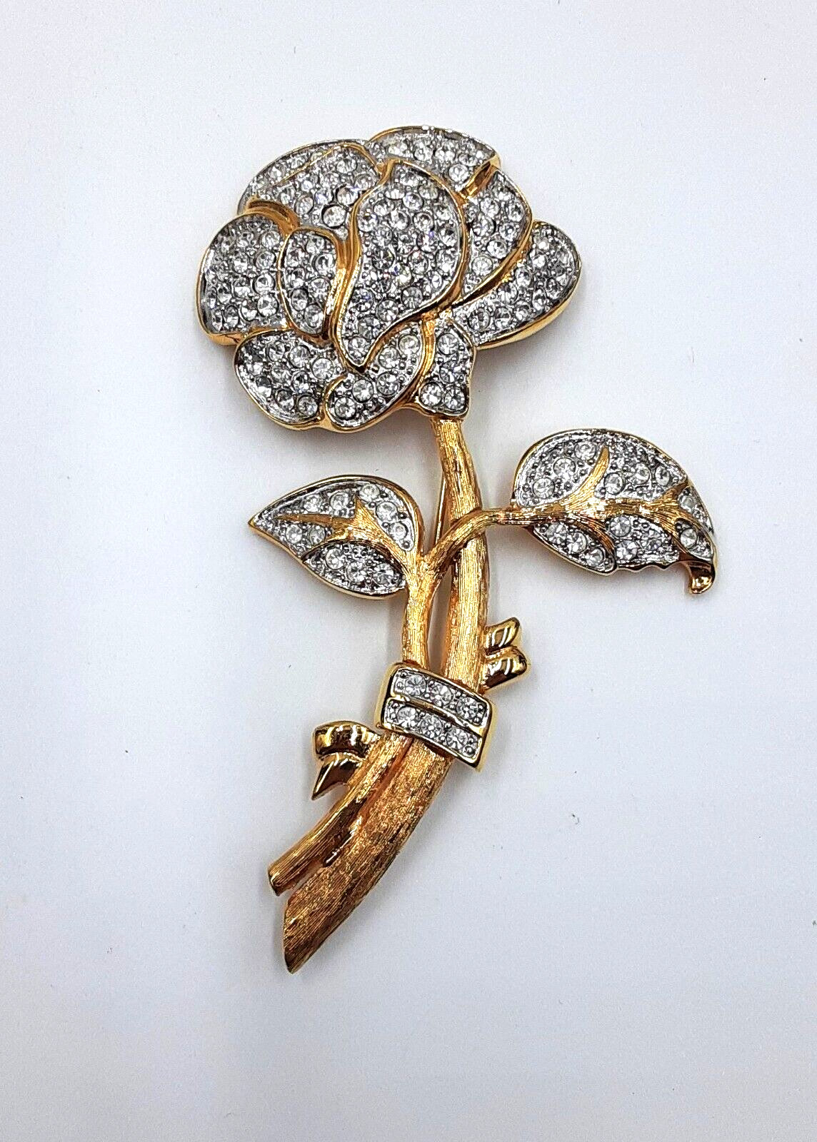 Vintage Signed Nolan Miller Stunning Rose Brooch Called the “Pavé Rose Pin”