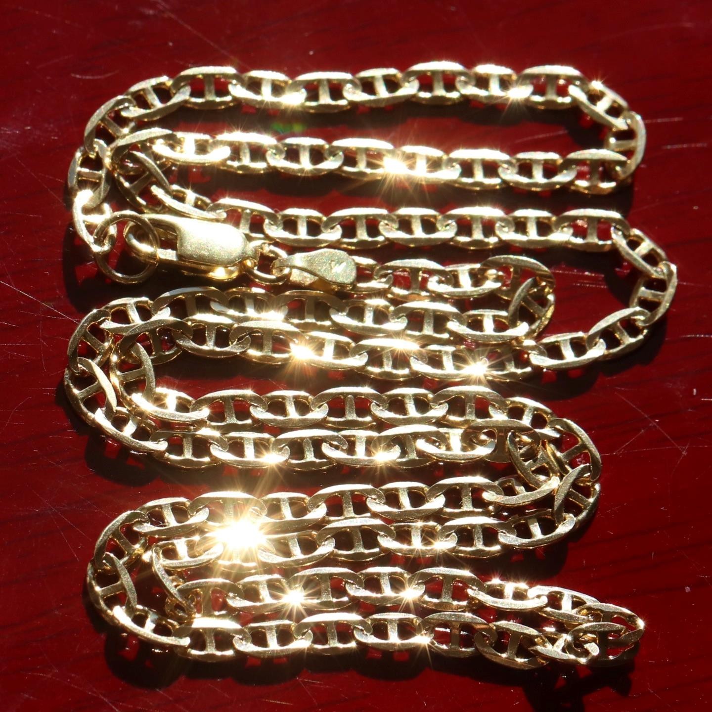 14k yellow gold necklace 19.5″ anchor / mariner link chain vintage 7.67gr N3502
