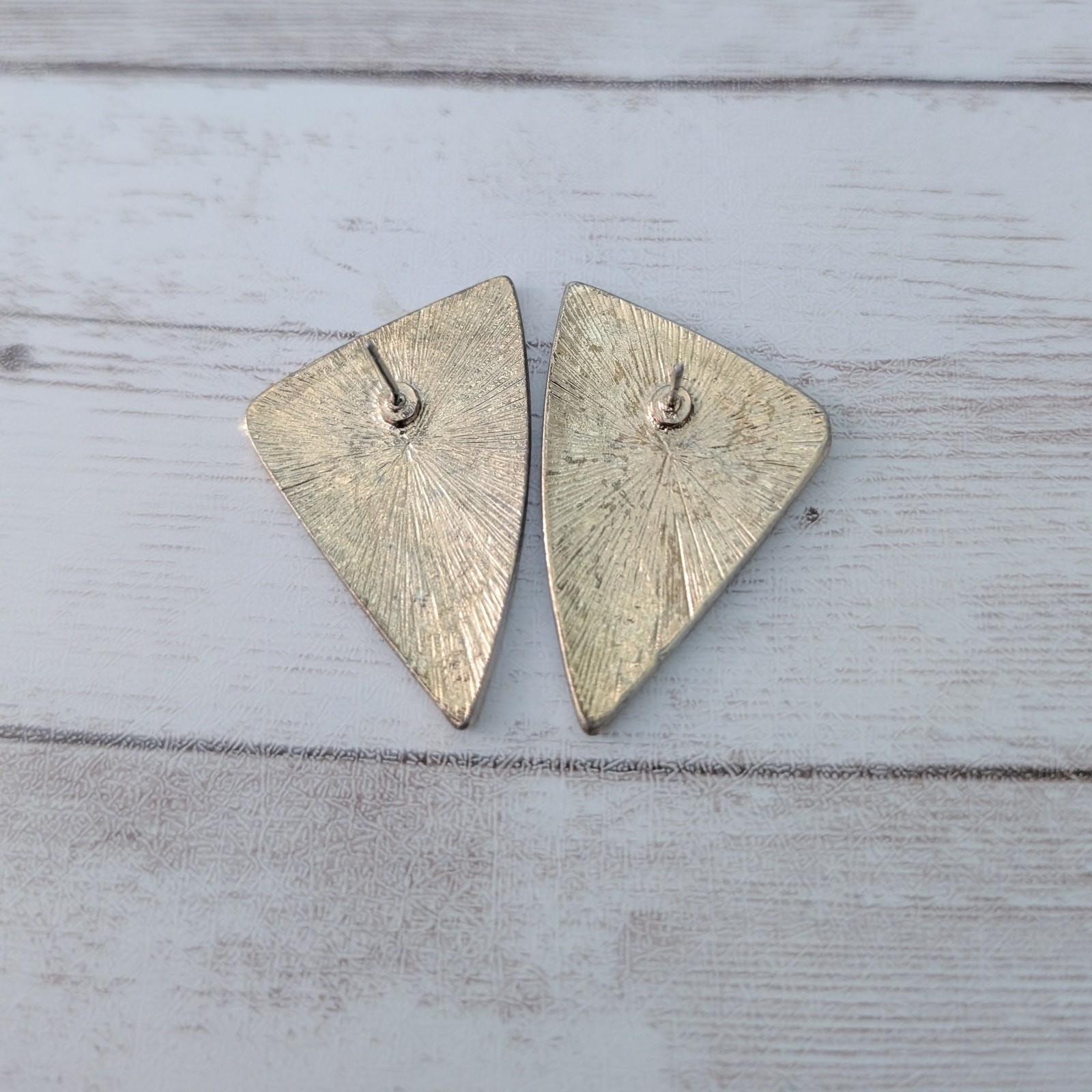 Vintage Stud Earrings Statement Burnt Orange, Cream, Black, Gold Tone