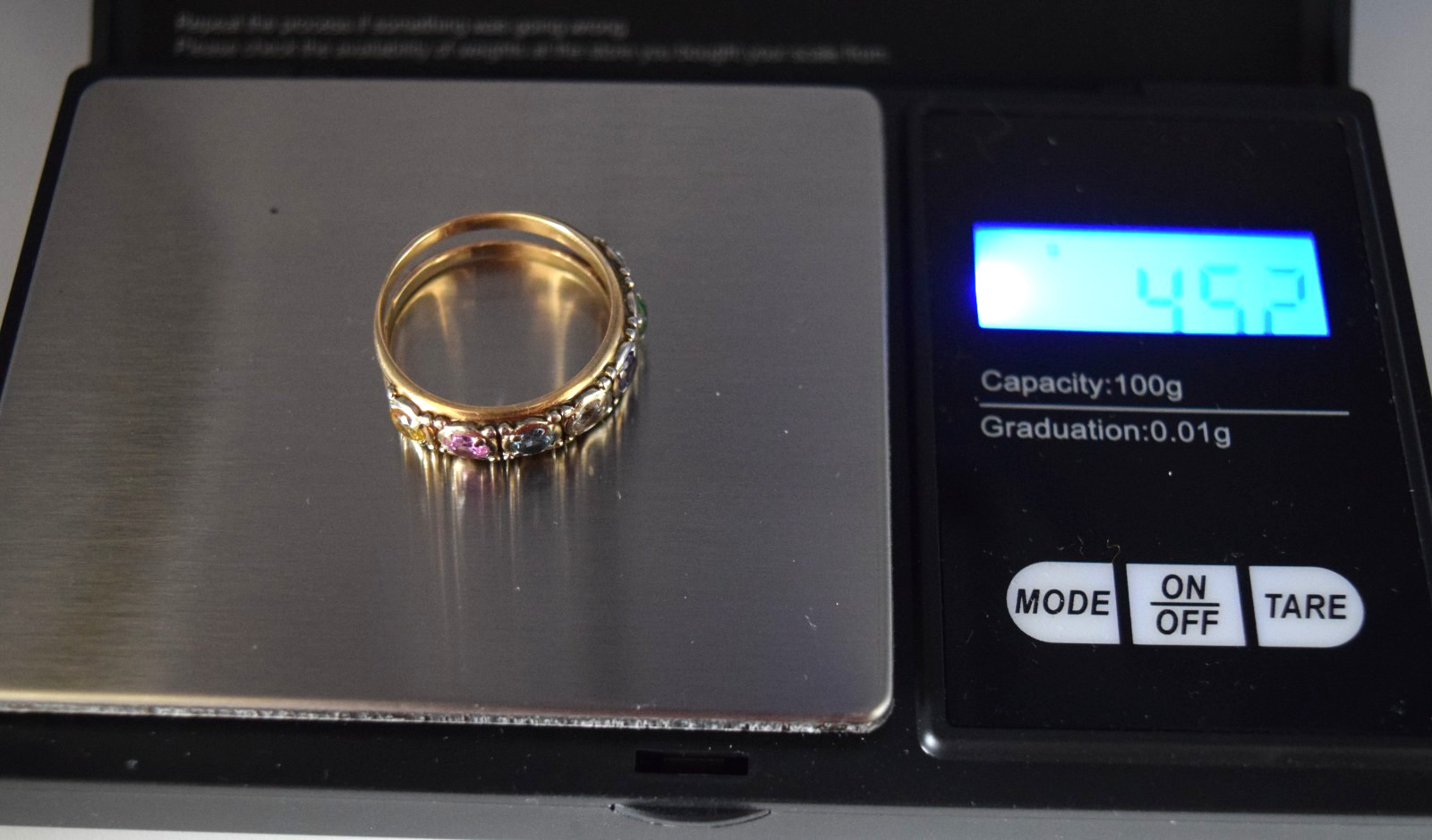 Vtg Guertin Brothers GB-14K Yellow Gold Mother’s Dbl Band Ring 7 Stones Size 9