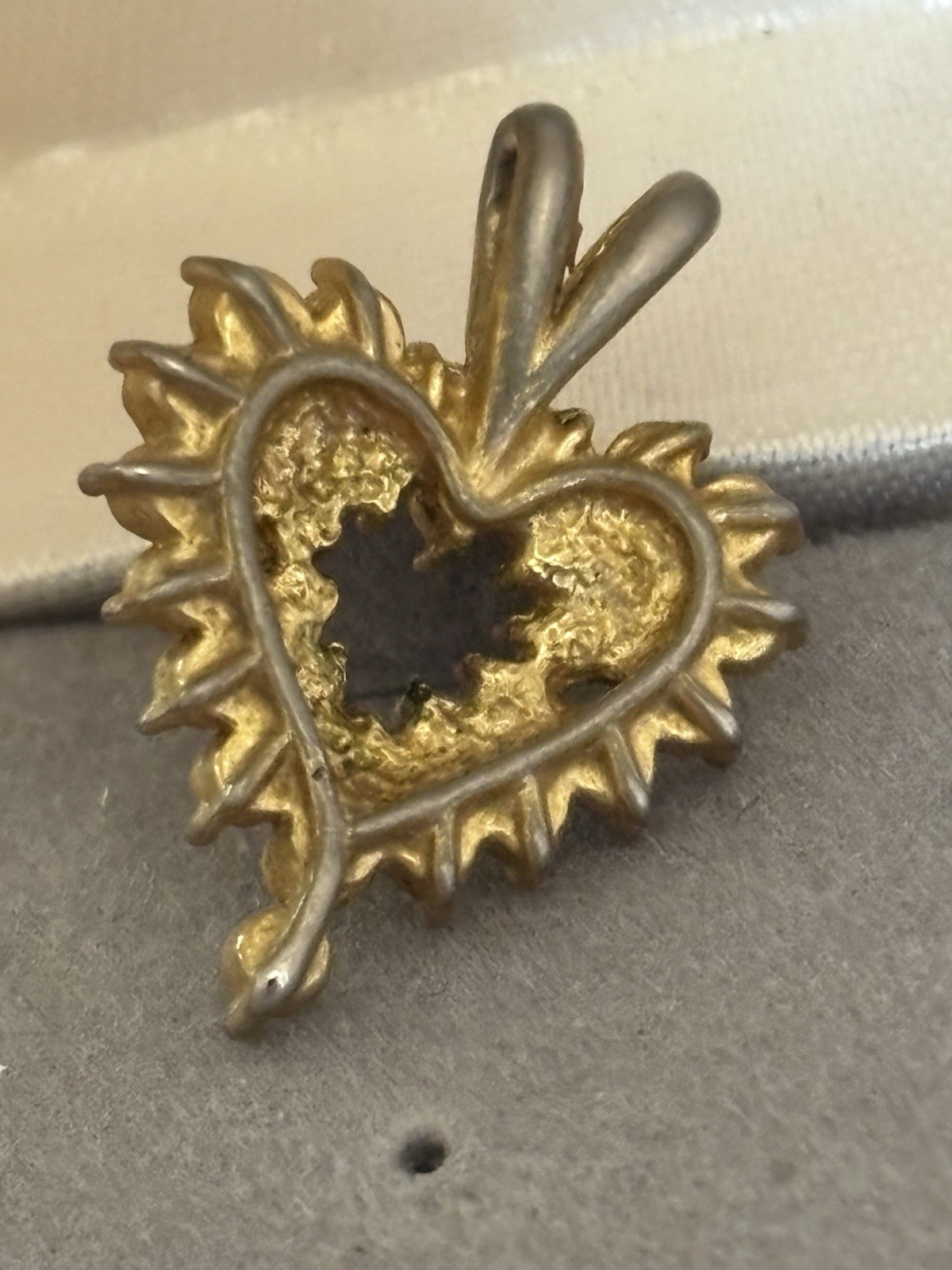 Gold Tone Heart Charm Pendant with Clear Rhinestones Love & Hearts Theme