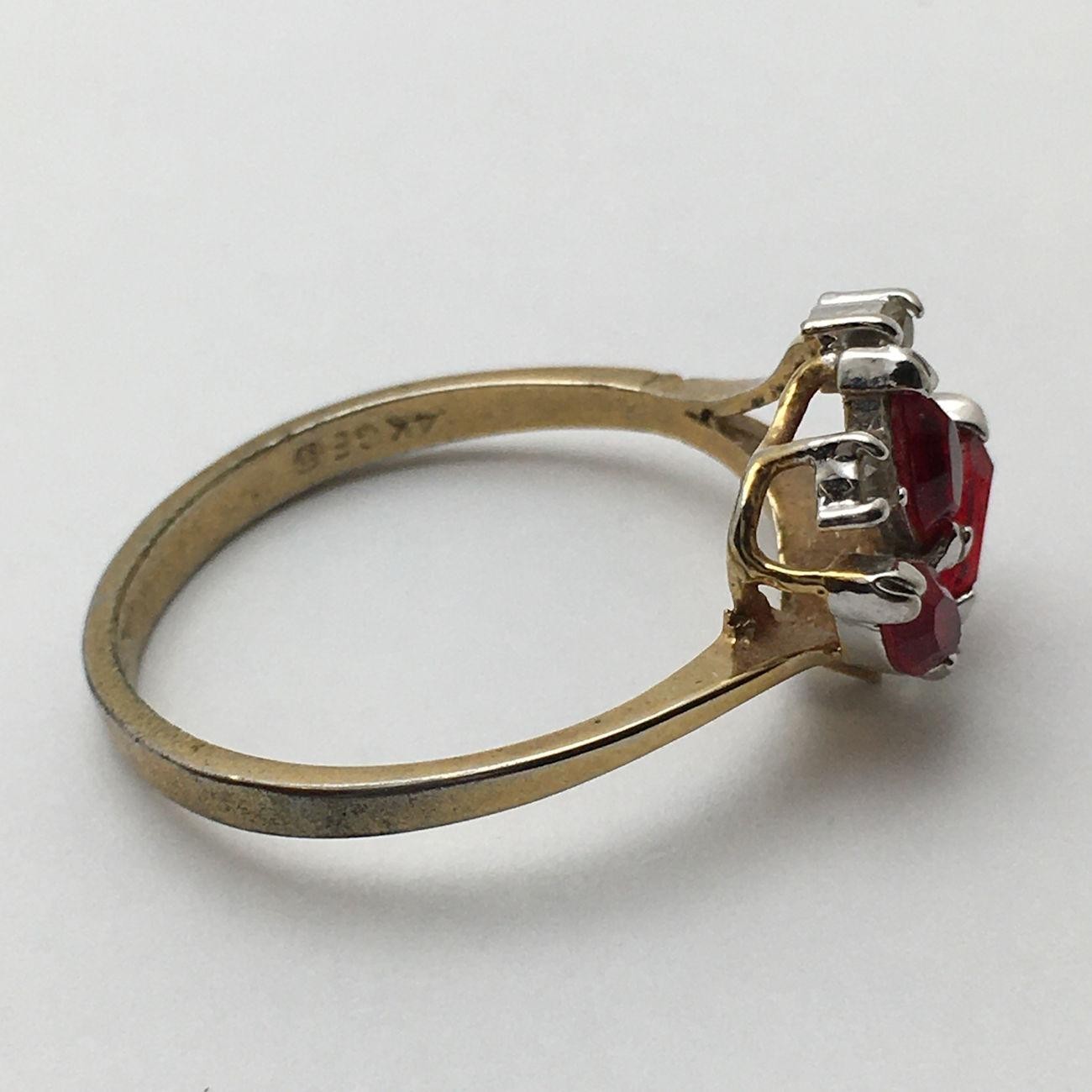 14k GE Gold Filled Red & Clear Stone Ring