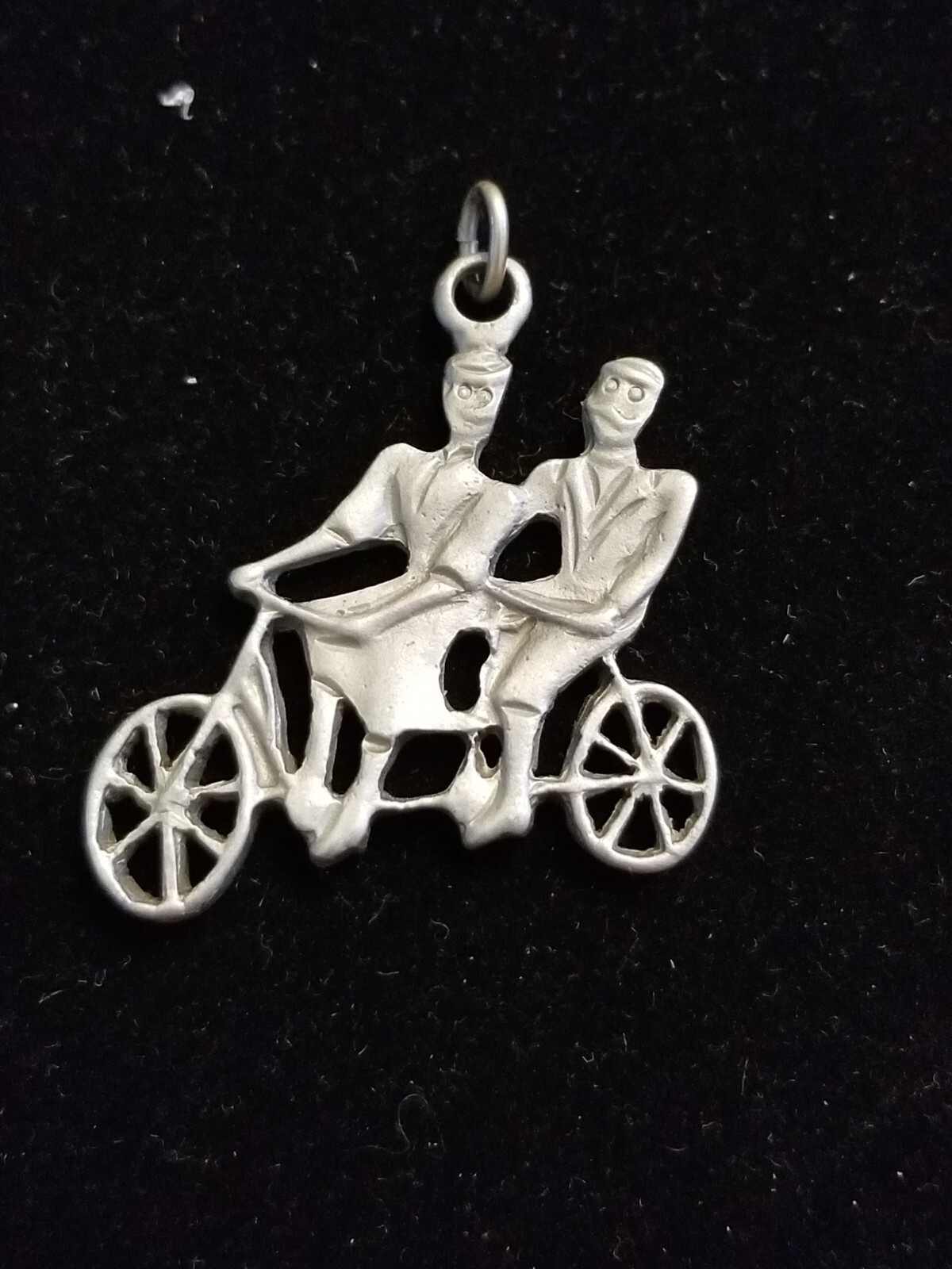 Vintage Pewter BDA Pendant Of A Bicycle Built For 2, 1.25 in. Length