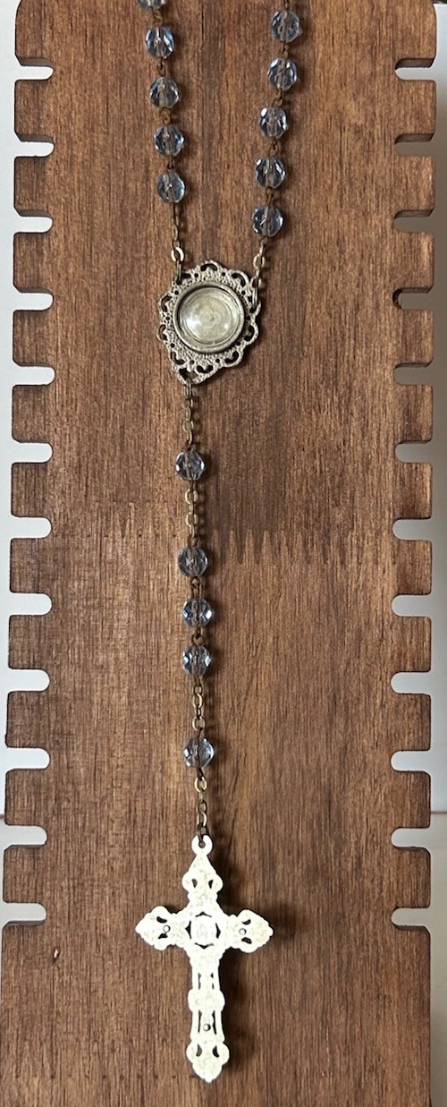 VINTAGE ROSARY BEADS CROSS CRUCIFIX INRI ITALIAN 21” LONG