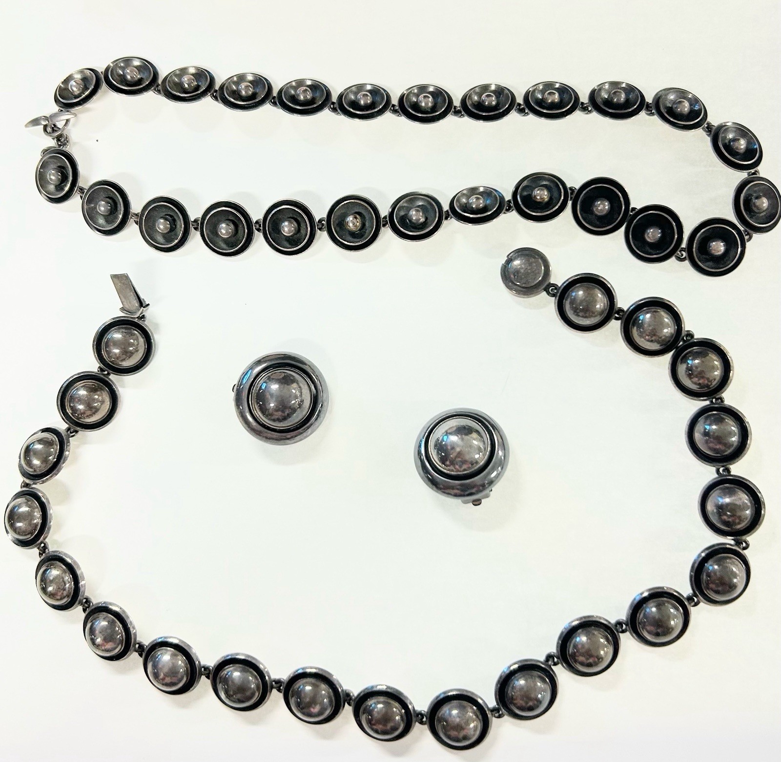 Vintage Sterling Silver NEILS ERIK Denmark Necklace, Choker & Earrings, Signed