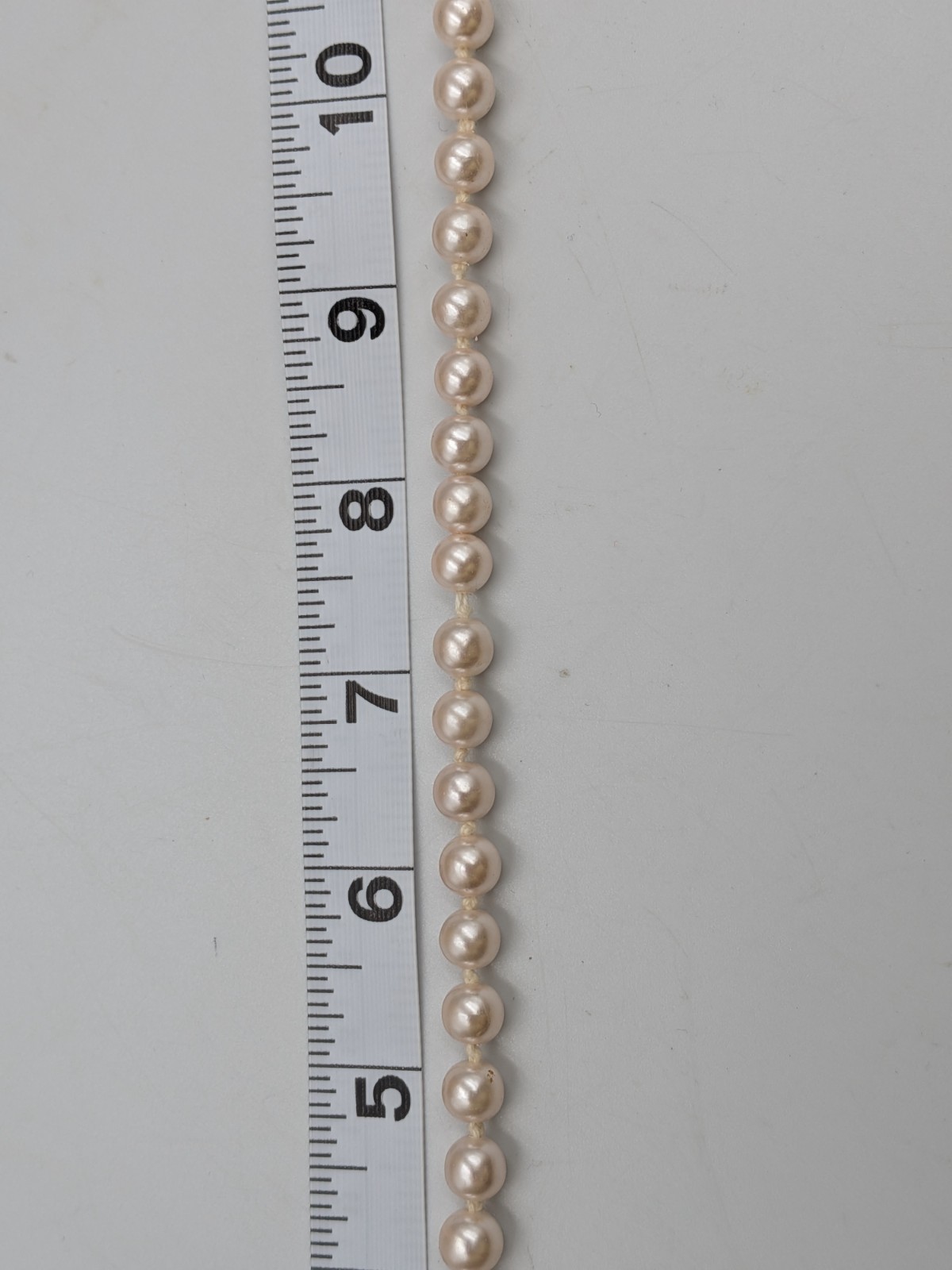 Vintage Faux Pearl Necklace Knotted with silver tone fish- hook clasp unbranded